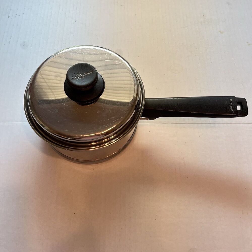 Lifetime T304 Custom Designed Stainless Steel 2 Qt Sauce Pan With Lid  USA Vtg